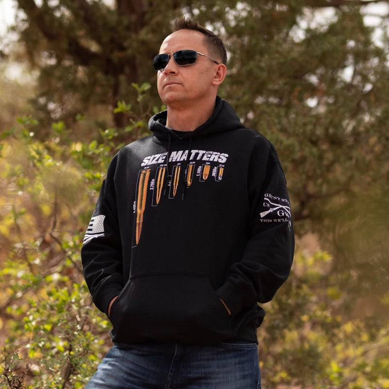 Grunt Style Size Matters - Men's Hoodie (Black, Medium) - Image 2